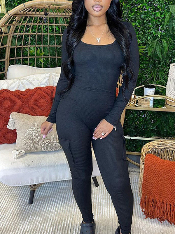 Solid Ribbed Jumpsuit