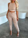 Cropped Tank Top & Ruched Pants Set