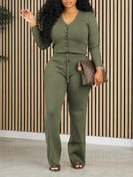 Solid Ribbed Knit 2PC Set