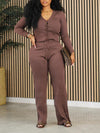 Solid Ribbed Knit 2PC Set