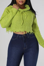 Frayed Hoodie Cropped Sweater