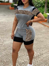 Leopard Combo Tee & Biker Shorts Set