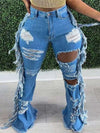 Fringe Combo Distressed Jeans