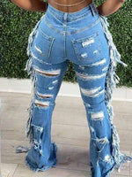Fringe Combo Distressed Jeans
