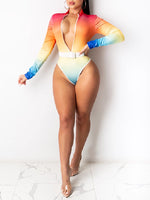 Ombre Belted One-Piece Swimsuit