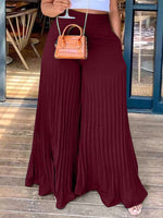 Solid Pleated Wide-Leg Pants