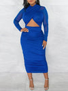 Solid Cutout Ruched Dress