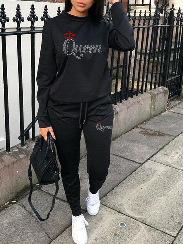 Queen Studded Sweatshirt & Pants Set