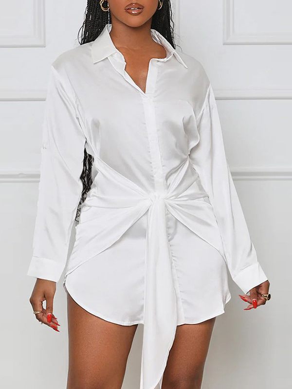 Tied-Front Shirt Dress