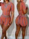 Stripe Tied-Back Top & Shorts Set