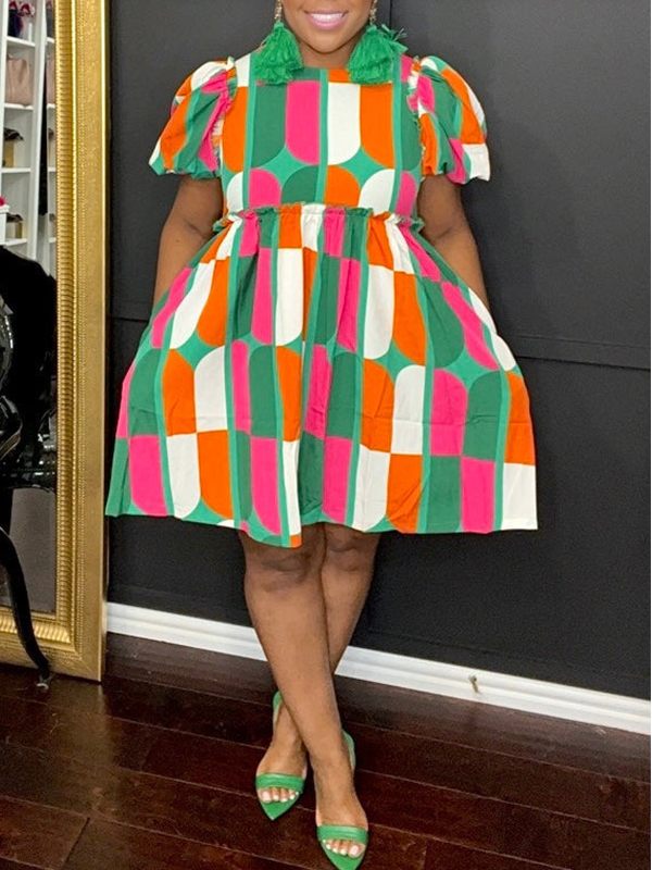 Colorblock Frilled Dress