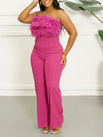 Feather Tube Top & Pants Set