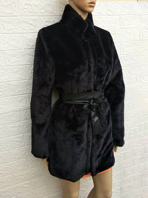 11urban Faux Fur Coat With Belt