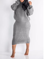 Solid Knit Top & Skirt Set